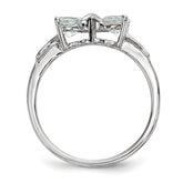 14k White Gold Polished Aquamarine Bow Ring
